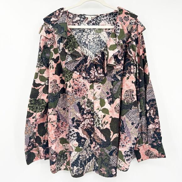 Womens Bundle Lot (3) Striped Floral Boho Printed Blouses Tops Plus Size 3X - Picture 7 of 11